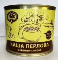 Каша, ЛЮБОТИНСЬКИЙ М'ЯСОКОМБІНАТ, перлова крупа, яловичина, 525 г